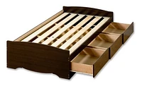 Prepac Base de lit plateforme avec 3 tiroirs de rangement, simple XL