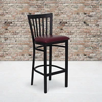 2 Pk. HERCULES Series Black School House Back Metal Restaurant Barstool - Burgundy Vinyl Seat