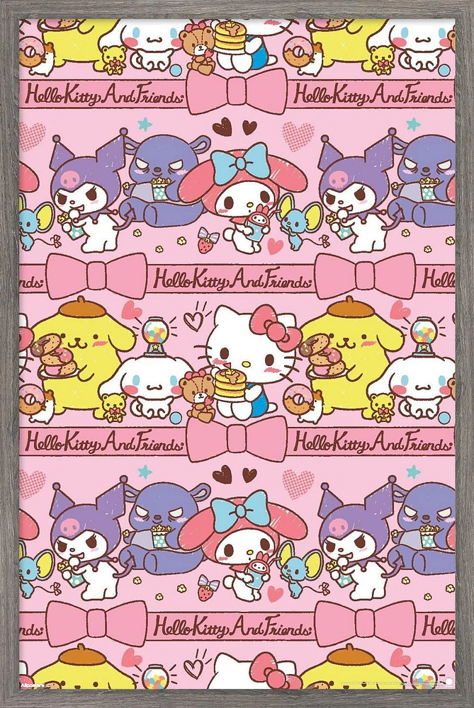 Hello Kitty and Friends: 25 Snack Time - Collage Wall Poster, 14.725" x 22.375" Framed