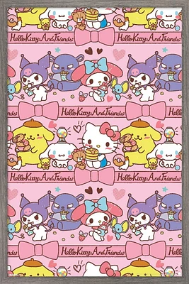 Hello Kitty and Friends: 25 Snack Time - Collage Wall Poster, 14.725" x 22.375" Framed