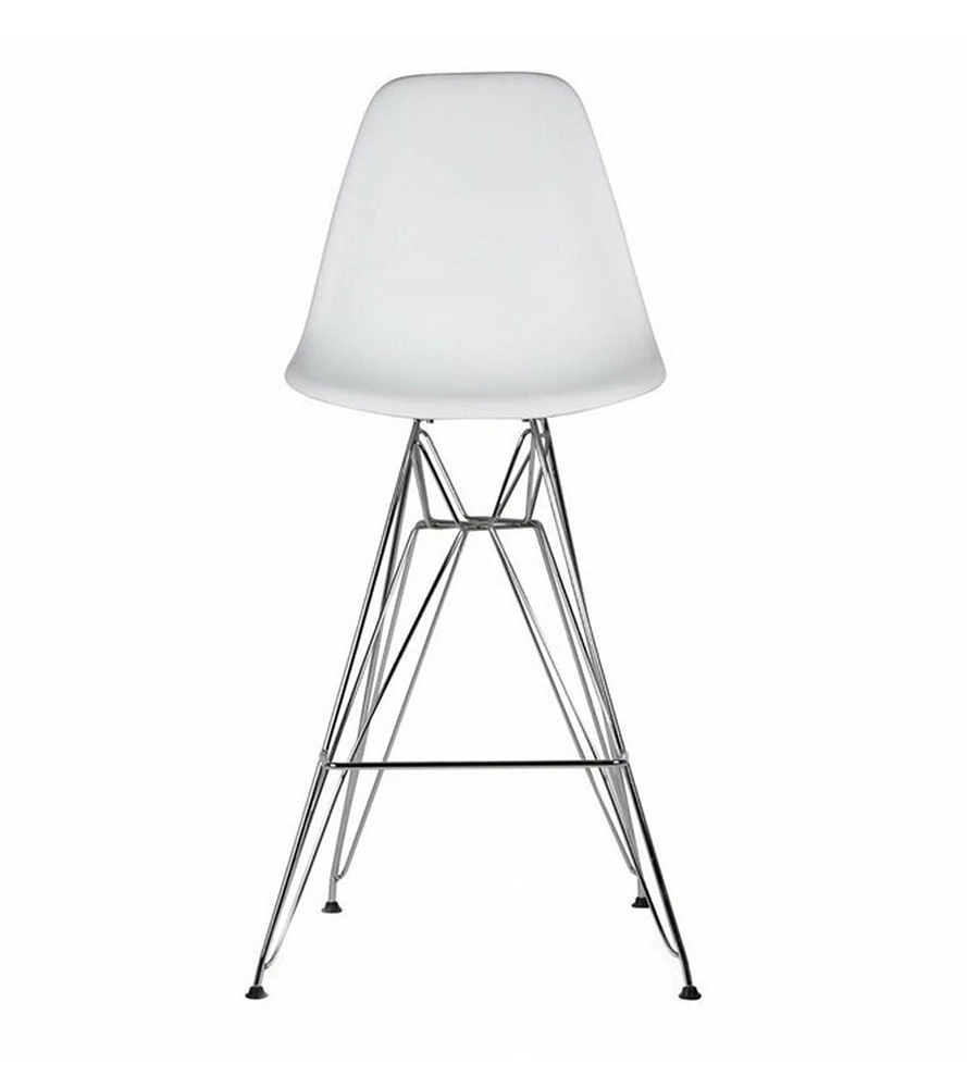 Heavenly Collection White & Chrome Bar Stool