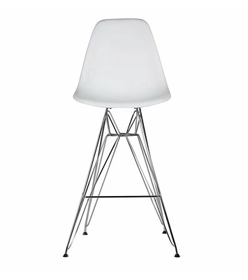 Heavenly Collection White & Chrome Bar Stool