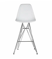 Heavenly Collection White & Chrome Bar Stool