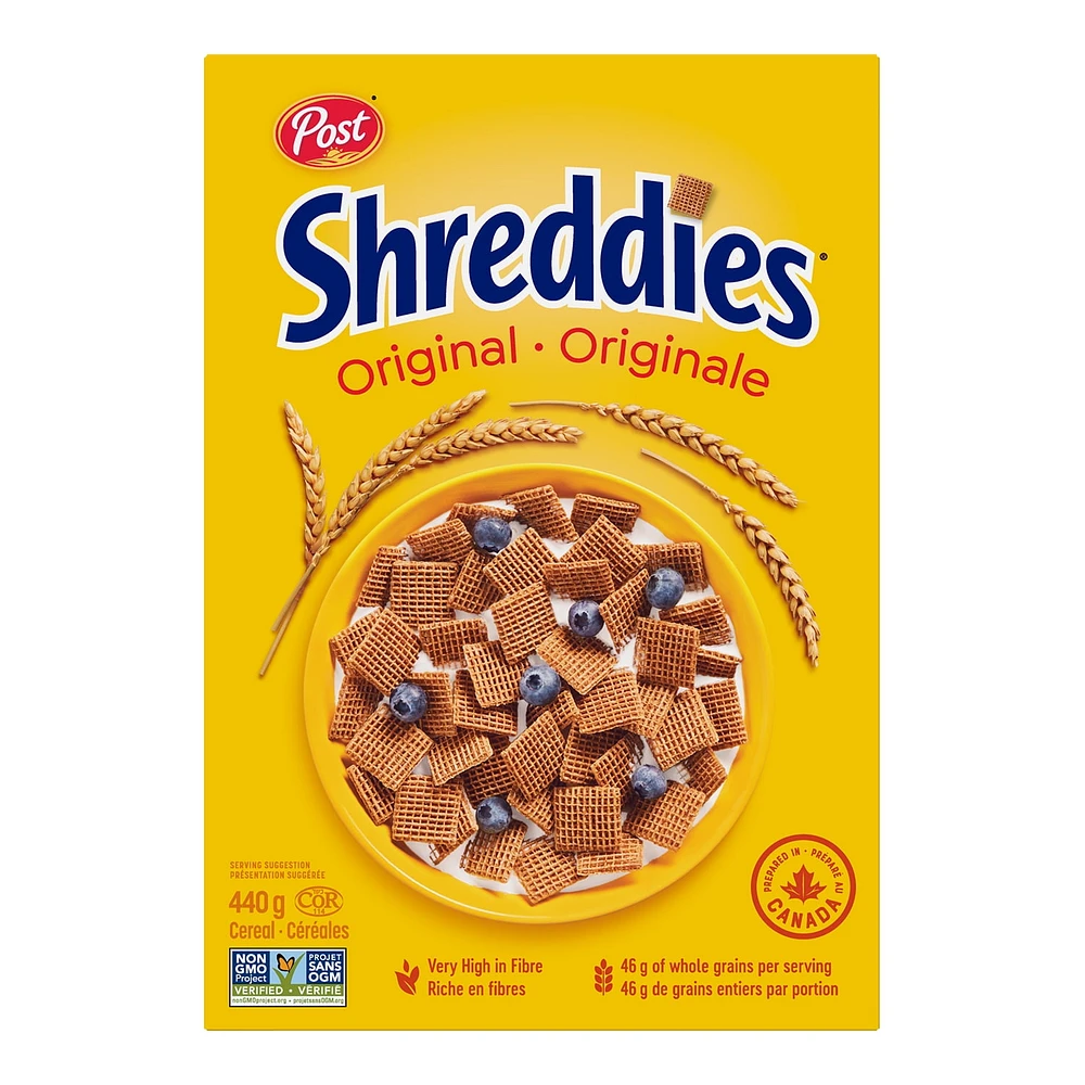 Céréales Shreddies Originale de Post, format de vente au détail, 440 g Céréales Shreddies Originale de Post 440g