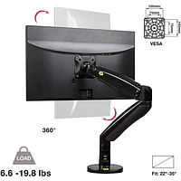 North Bayou 22"-35" Gas Strut Monitor Desktop Mount with USB Port - F100A