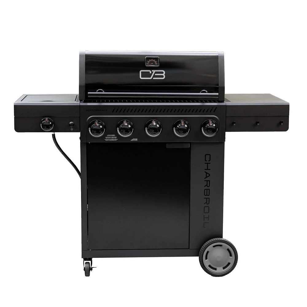 Barbecue à gaz Performance Series FlavorMax 5 brûleurs avec armoire, brûleur latéral et plaque de cuisson de 12 pouces. Performance Series FlavorMax 5 brûleurs
