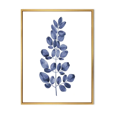 Designart Navy Blue Eucalyptus II FLOAT FRAME WALL ART