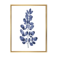 Designart Navy Blue Eucalyptus II FLOAT FRAME WALL ART