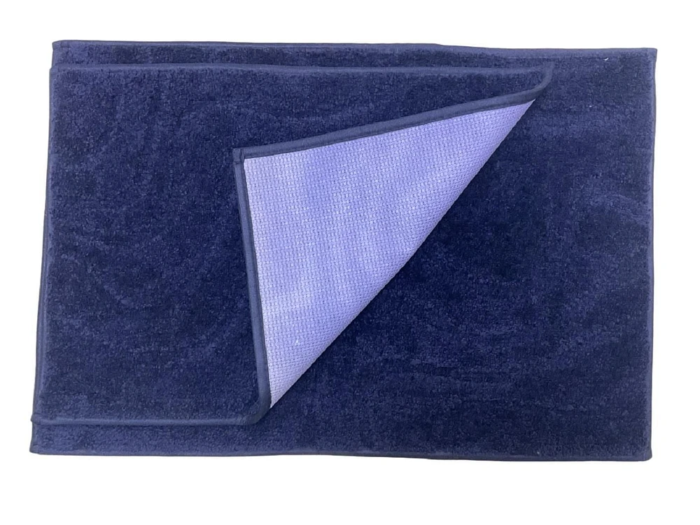 Ensemble de 2 tapis de bain d'intérieur en microfibre bleu marine