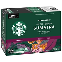 Starbucks® Sumatra Single-Origin Dark Roast Ground Coffee K-Cup® Pods 24 ct Box, 24 EA