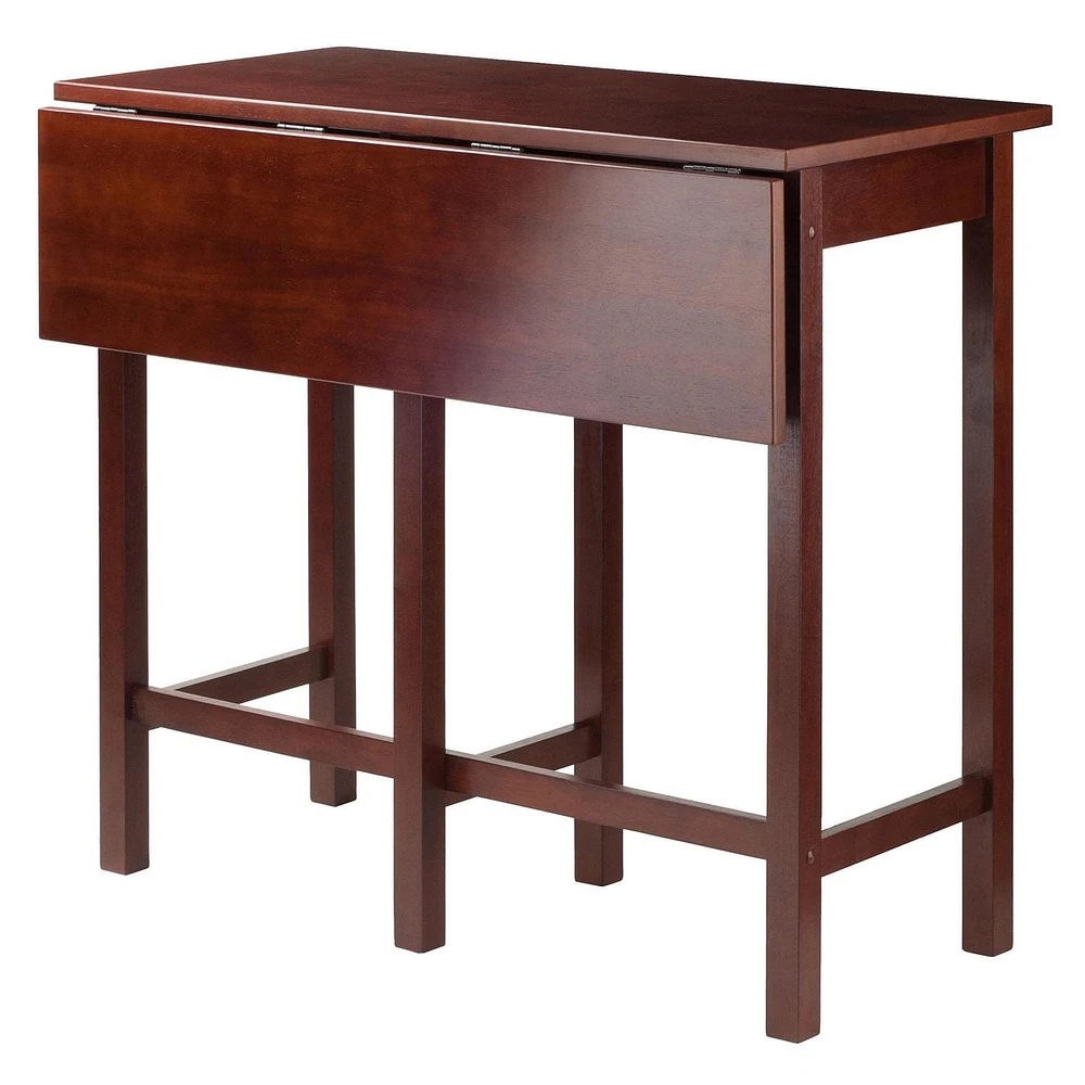 Table ilot Lynnwood à abattant avec 2 tabourets à pieds carrés en noyer