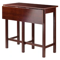 Table ilot Lynnwood à abattant avec 2 tabourets à pieds carrés en noyer