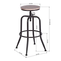 Homy Casa Lot de 2 tabourets de bar pivotants - Tabourets de bar de comptoir à hauteur réglable de 27 à 30 pouces avec siège en bois et repose-pieds en métal