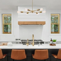 Tetra 6-Light Chandelier, Matte Brass, Adjustable Hanging Height