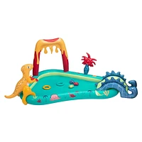 Bluescape Centre De Jeu Dinosaure Toboggan aquatique doux avec jeux et jouets gonflables, Pulvérisateur d'eau intégré, Âge : 2+