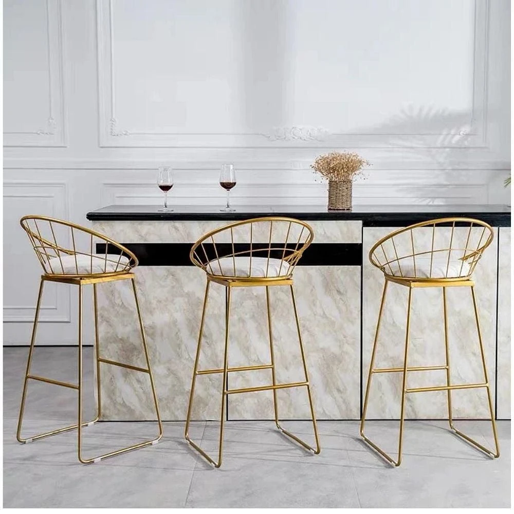 Roman Stool (26" H x 19.5" W x 21.5" D) in White-Gold SET OF 2