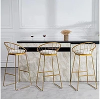 Roman Stool (26" H x 19.5" W x 21.5" D) in White-Gold SET OF 2