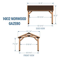 Backyard Discovery Pavillon de jardin en cèdre Norwood 14 pi x 12 pi