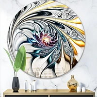 Designart 'White Stained Glass Floral Art' Miroir Moderne - Miroir Mural Contemporain Ovale ou Rond -24x24