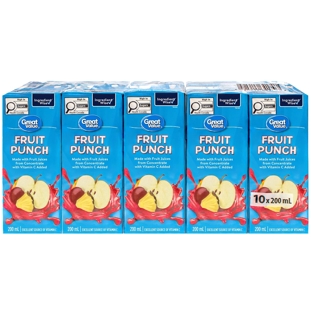 Great Value Fruit Punch Drink, 10x200mL