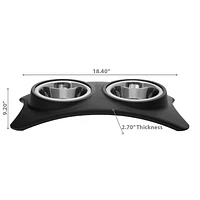 IH Casa Decor Bol À Double Animal En Acier Inoxydable Avec Support Noir