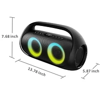 onn. Bluetooth Portable FM Boombox with Multicolour LED Lighting, 16 Hours Playtime