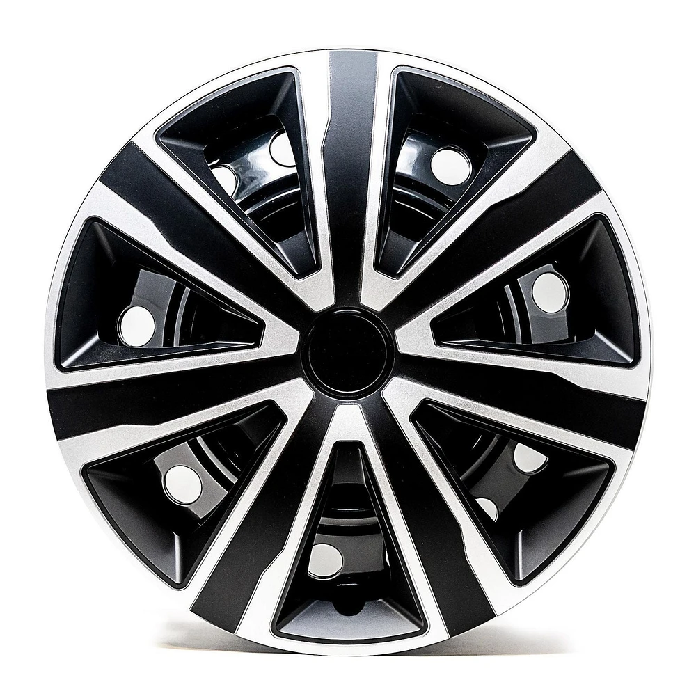 Alpena 16" Axel Wheel Covers, Silver & Black, set of 4