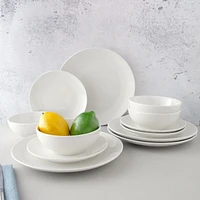 Mainstays Glazed White Stoneware Dinnerware Set, 12-Pieces, 12 PCS
