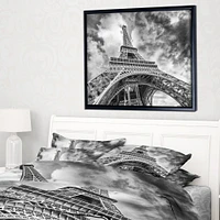 Design Art Black And White View of Paris Paris Eiffel Tower Framed Canvas Art Print
