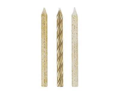 Glitter and Gold Spiral Birthday Candles, Assorted, 24ct