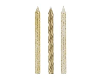 Glitter and Gold Spiral Birthday Candles, Assorted, 24ct