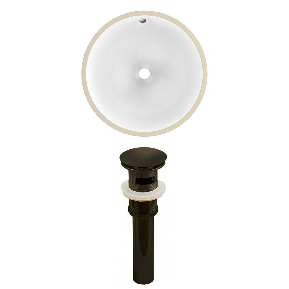 16.5-in. W Round Bathroom Undermount Sink Set In White - Oil Rubbed Bronze Hardware - Overflow Drain Incl. AI-24788