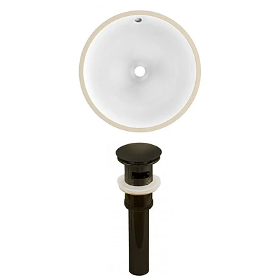 16.5-in. W Round Bathroom Undermount Sink Set In White - Oil Rubbed Bronze Hardware - Overflow Drain Incl. AI-24788