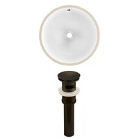 16.5-in. W Round Bathroom Undermount Sink Set In White - Oil Rubbed Bronze Hardware - Overflow Drain Incl. AI-24788