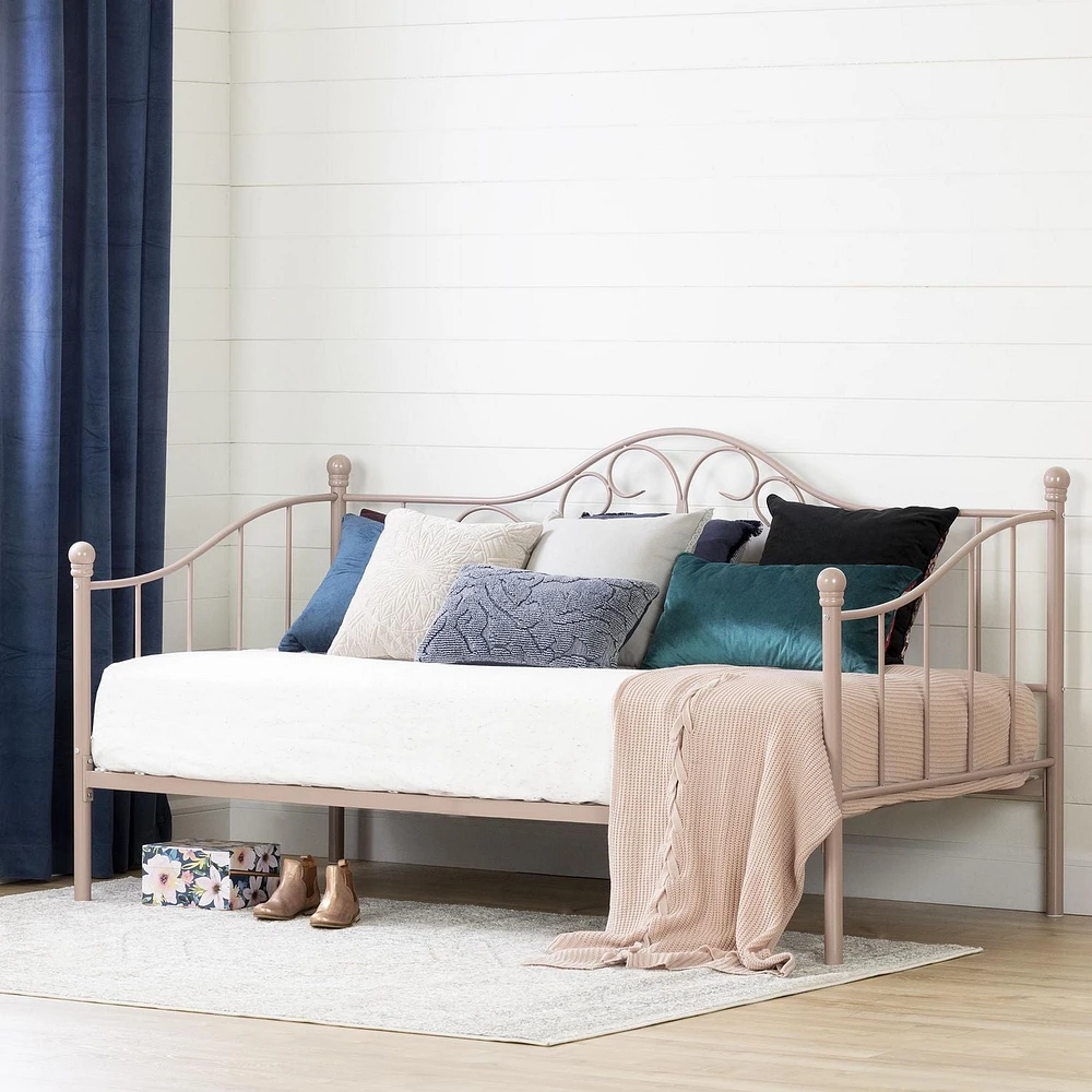 South Shore Savannah Twin Metal Daybed (39"), Pink blush