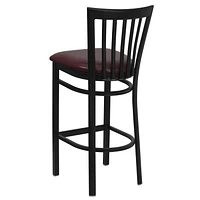 2 Pk. HERCULES Series Black School House Back Metal Restaurant Barstool - Burgundy Vinyl Seat