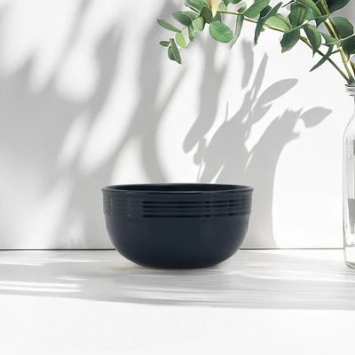 Mainstays Chiara Stoneware 6.25" Round Navy Blue Bowl, Color glaze with stoneware