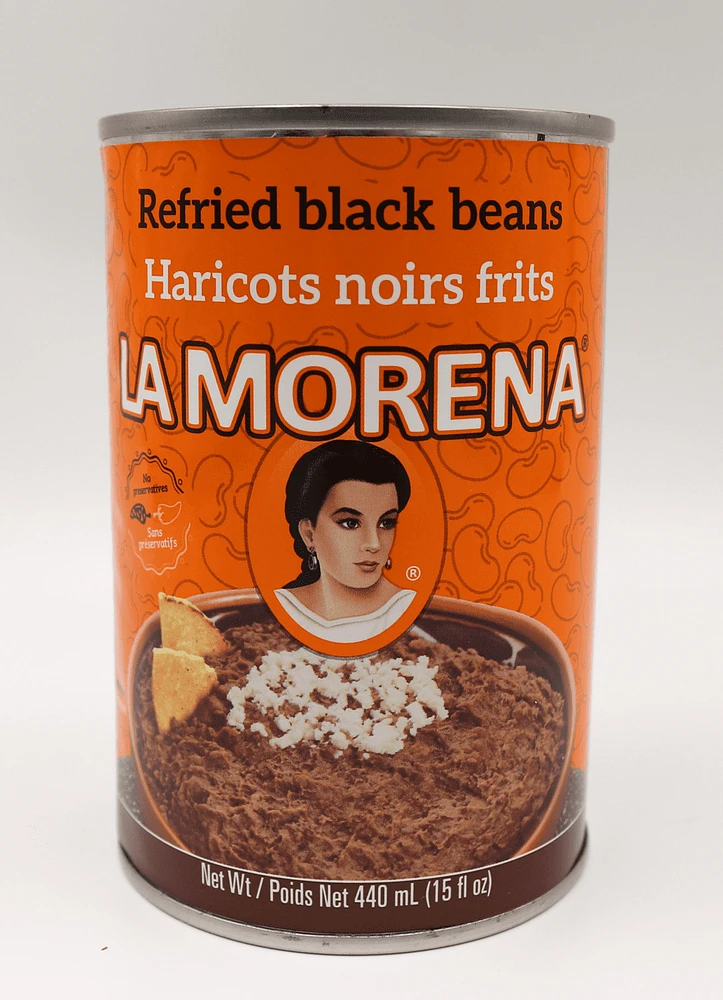 REFRIED BLACK BEANS, La Morena Refried Black Beans