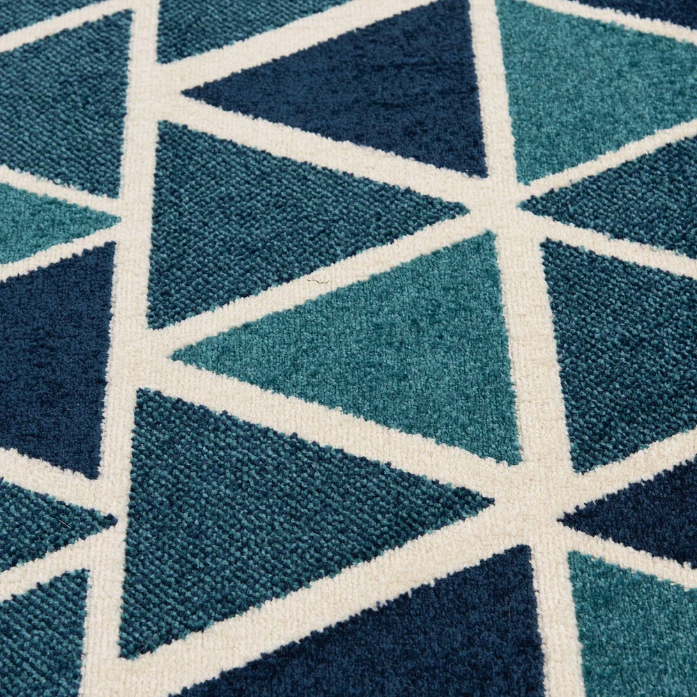 Tapis tissé crème et bleu turquoise Tropiana