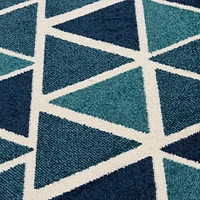 Tapis tissé crème et bleu turquoise Tropiana