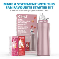Cirkul Limited Edition 32oz Rose Gold Stainless Steel Water Bottle Starter Kit with Rose Gold Lid and 2 Flavor Cartridges (GoSip Passion Fruit Dragon Fruit & LifeSip Strawberry), Cirkul 32RG SK 2C