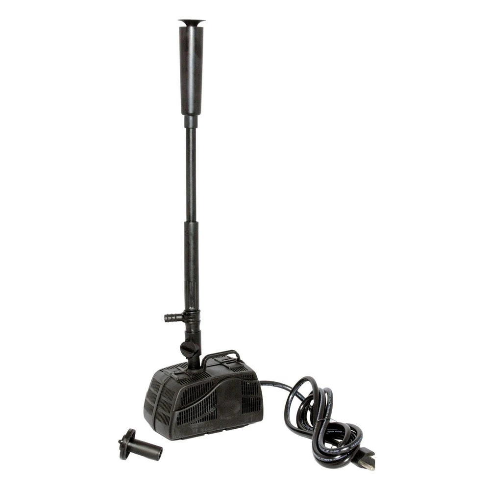 KoolScapes 200 GPH Pond Pump with 2 Interchangeable Fountain Nozzles, Outdoor Water Feature for Garden