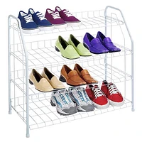 Range-chaussures en acier enduit d'émail au fil, 4 niveaux, blanc