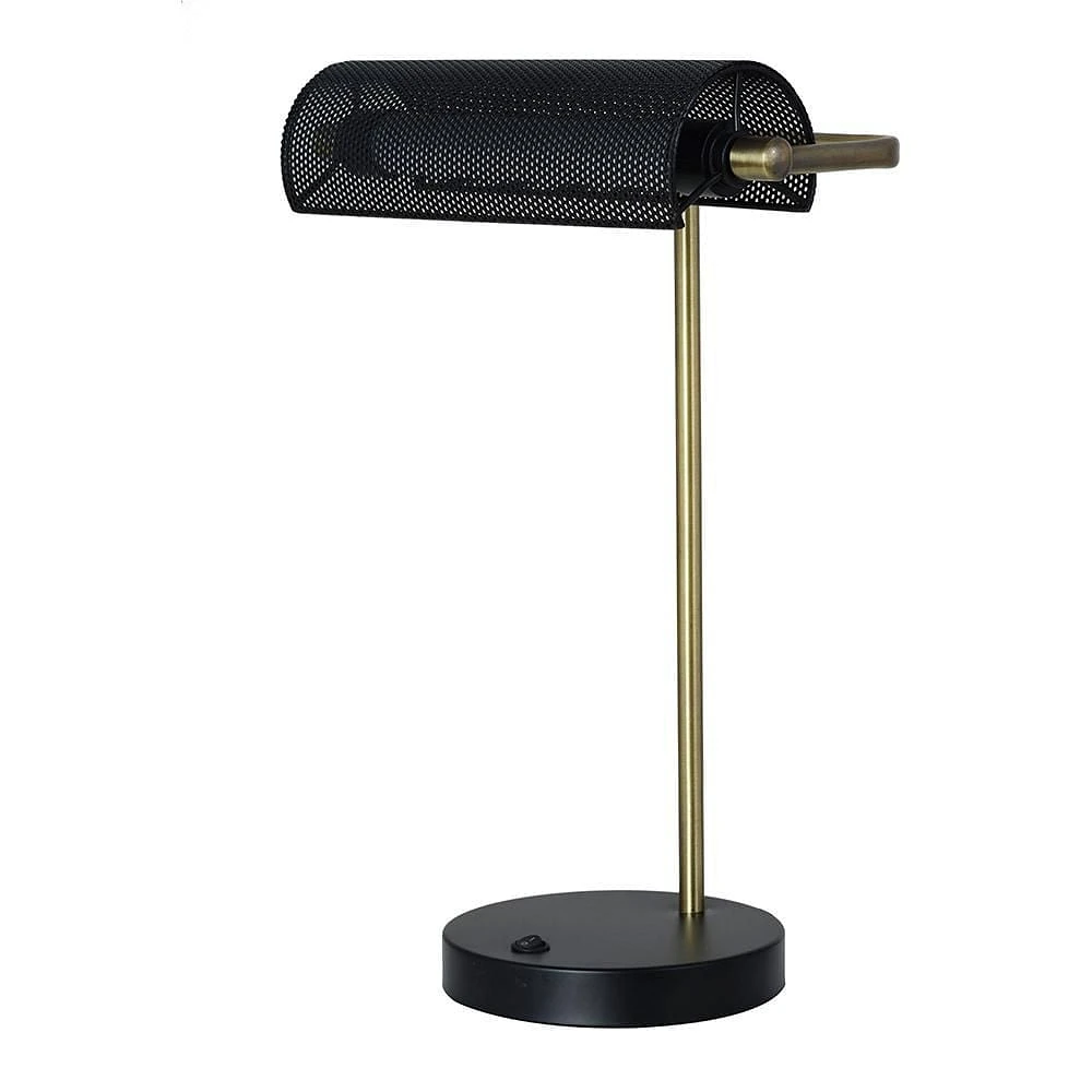 Lampe de banquier à DEL hometrends à treillis métallique  avec accents laiton antique
