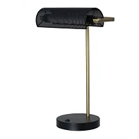 Lampe de banquier à DEL hometrends à treillis métallique  avec accents laiton antique