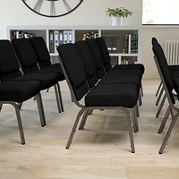 Flash Furniture Hercules Series 21''W Stacking Church Chair in Black Fabric