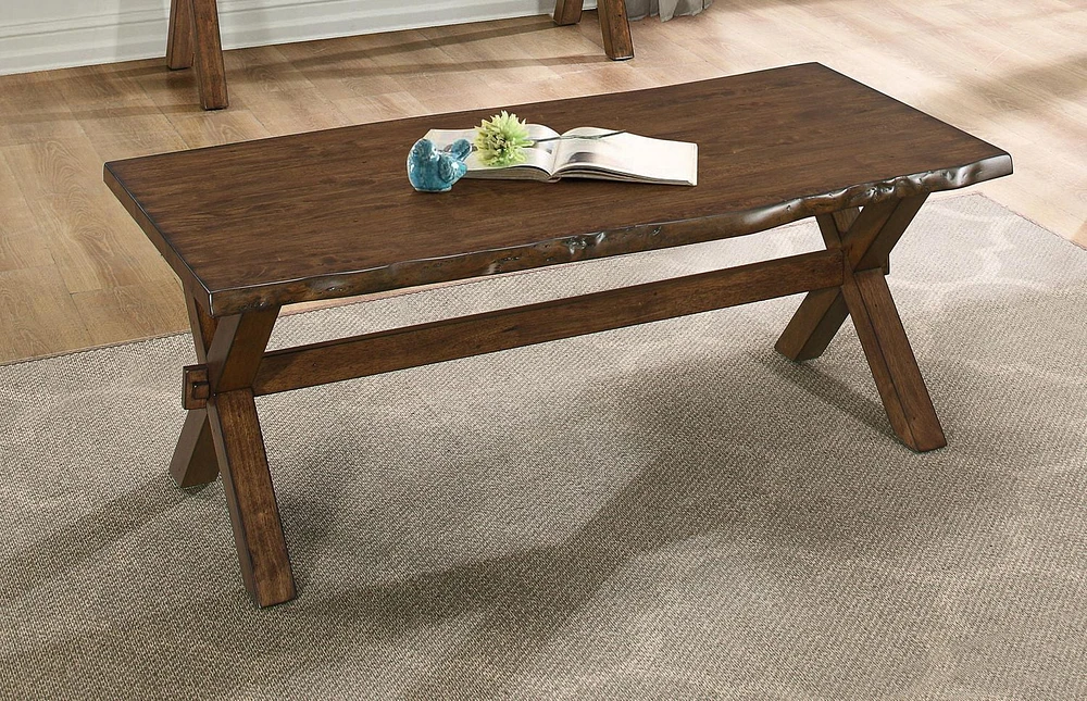 Topline Home Furnishings Table basse à bord vif au finition chêne