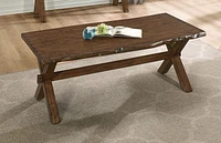 Topline Home Furnishings Table basse à bord vif au finition chêne
