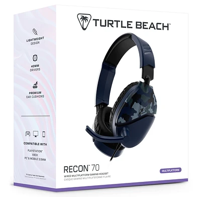 Casque de gaming Turtle Beach® Recon 70 Camo - bleu PS4™ Pro, PS4™ & PS5™ | Xbox One & Xbox Series X|S | Mobile Playstation 4