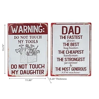 IH Casa Decor Embossed Metal Sign Dad/Warning Asstd - Set of 2